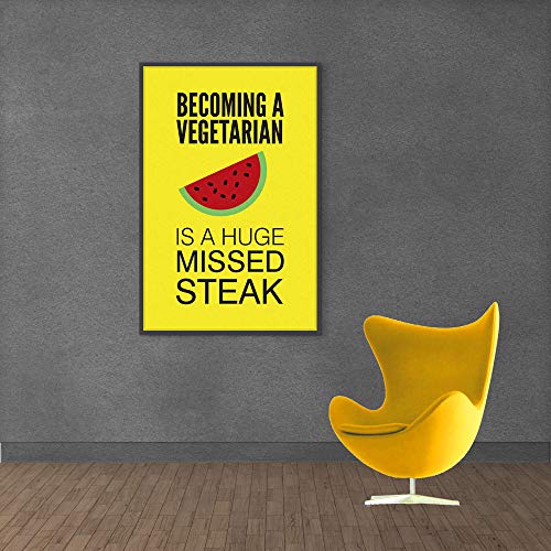 Inephos Vegetarian Funny Laminated Print Framed Poster Art (Size: 8 inch X 12 inch, Multicolour) - Image 1