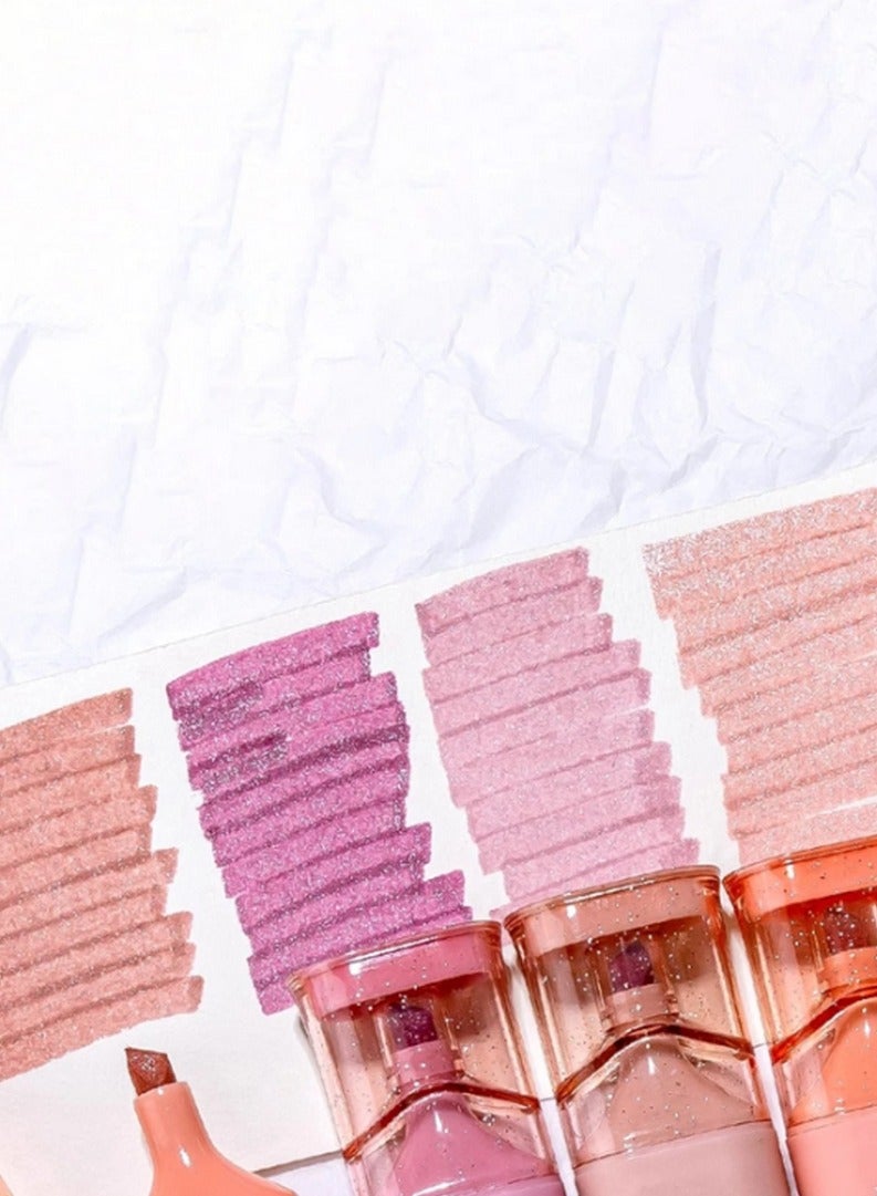 Set of 4 glitter highlighters in vibrant colors – Kawaii Aesthetic Pens for Journaling, Notes & Art - Image 1