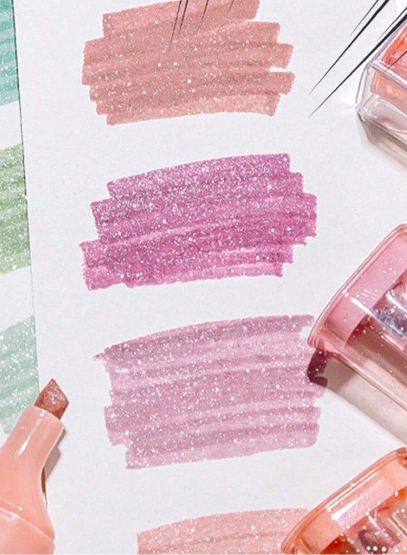 Set of 4 glitter highlighters in vibrant colors – Kawaii Aesthetic Pens for Journaling, Notes & Art - Image 3