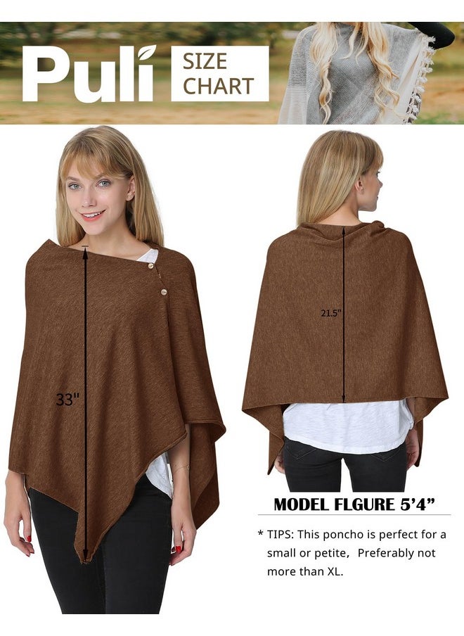 Puli - Women'S Versatile Knitted Shawls Scarf Poncho Sweater With Buttons Light Weight Spring Summer Fall Shawl Wrap - Image 1