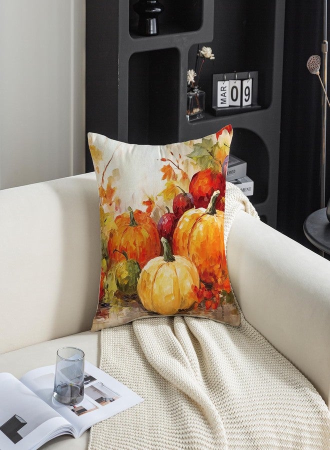 TAJWE Fall Pumpkin Pillow Covers 18x18 Set of 2 Autumn Thanksgiving Harvest Decorations for Sofa Couch Home - Image 5