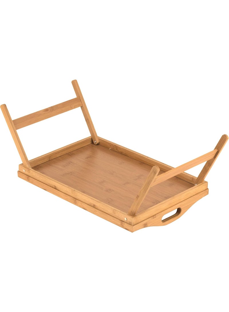 متجر 7 طاولة سرير قابلة للطي من خشب البامبو – صينية إفطار متعددة الاستخدامات مع مقابض وأرجل قابلة للطي - Image 3