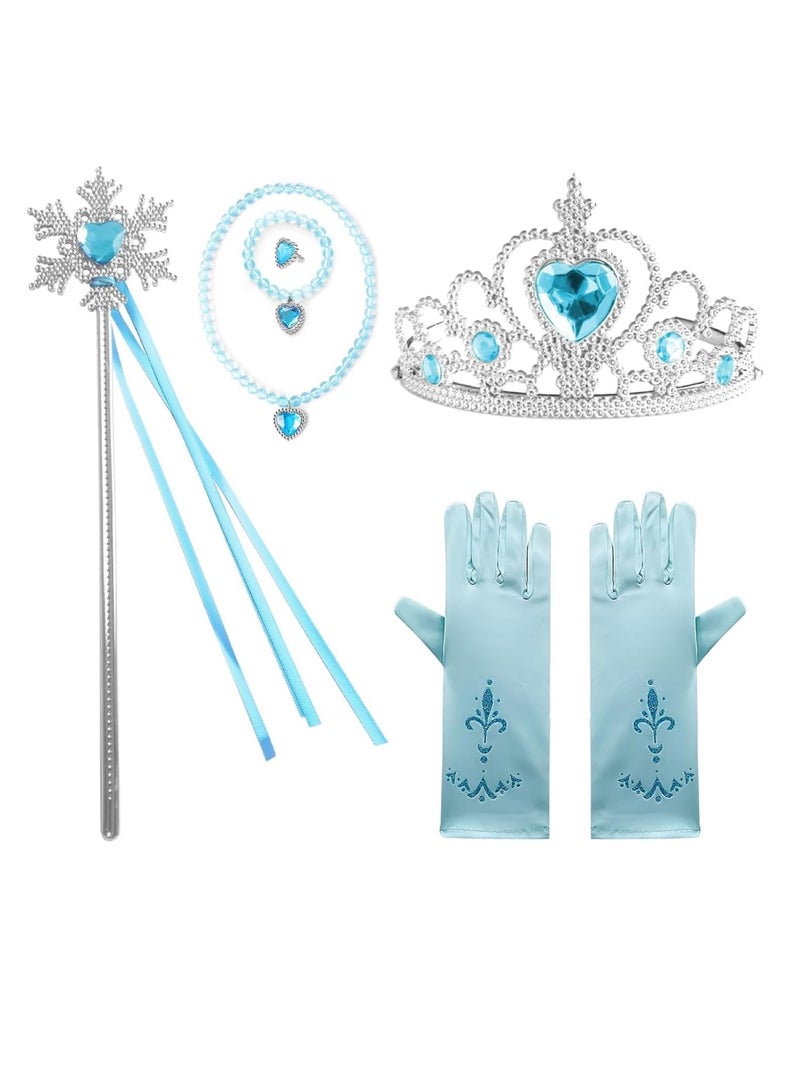 Princess Elsa Wig Frozen Elsa Braid with Princess Tiara Princess Elsa Dress Up Costume Accessories for Kids Girl 7pcs - Image 5