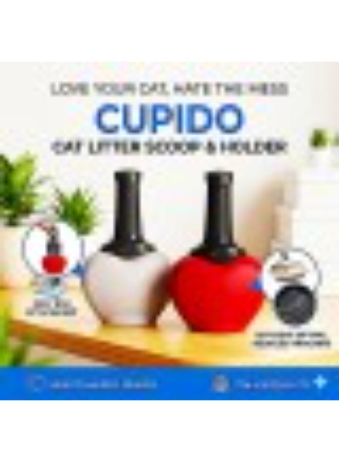 Geoplast Georplast Cupido Cat Litter Scoop Set – Multi Color (Red/Gray) Heart-Shaped Holder Cat Litter Scoop Set, Premium Ergonomic Durable Cat Litter Cleaning Tool, Italian Made (Bags Not Included) (Red) - Image 1