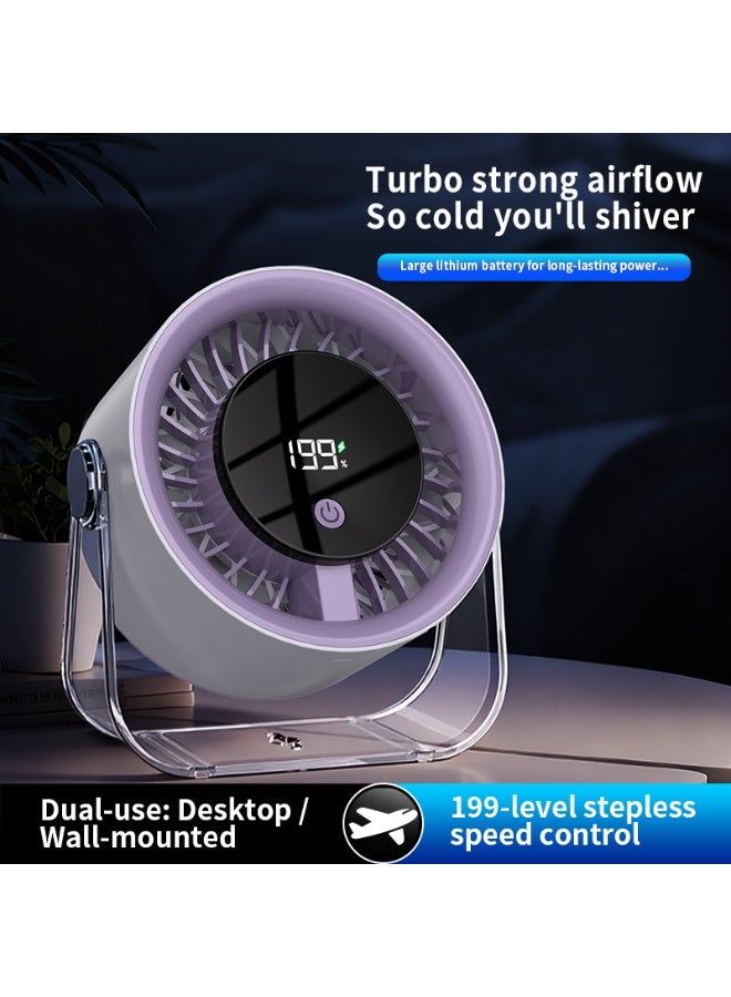 ECLux Rechargeable USB Desk Fan, Quiet Table Fan with Turbo Airflow, 199 Speeds, Digital Display, 90° Rotating, Small Battery Desktop Fans for Bedroom Home Office Travel - Image 5