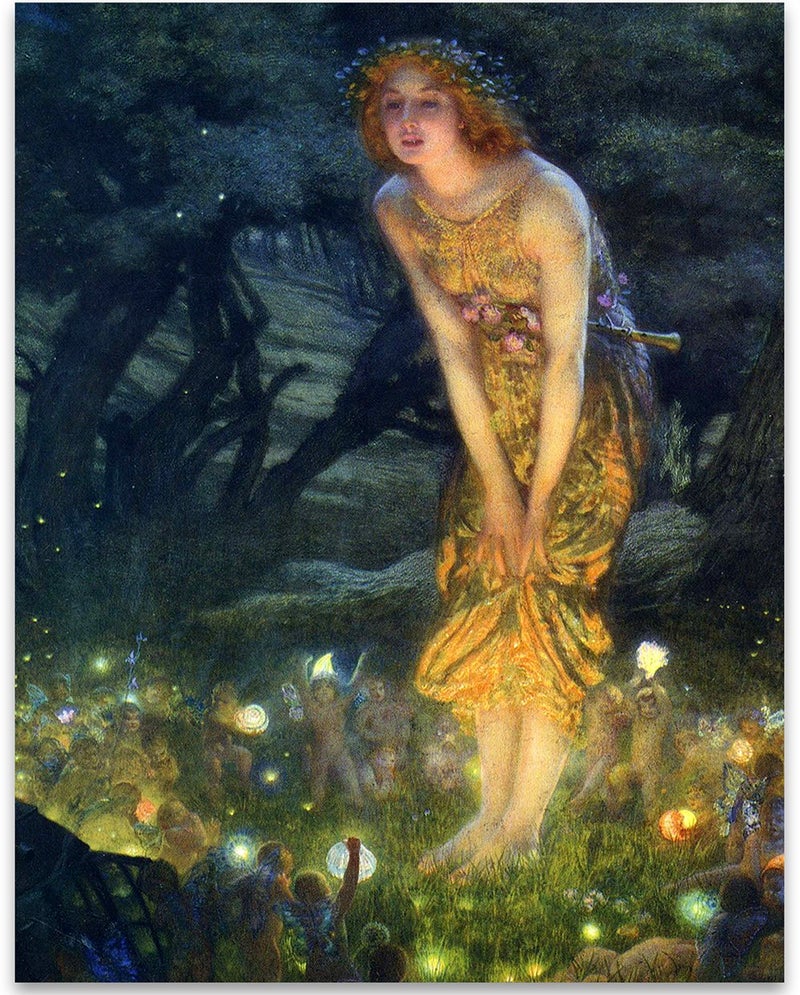 Fairy Painting Neoclassical Art Nouveau Print  Midsummer Eve by Edward Robert Hughes  11x14 Unframed Poster  Perfect Vintage Home Decor and Great Gift for Those That Believe in Fairies Magic