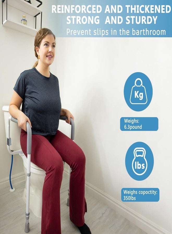 WeHwupe Toilet Safety Rails for Elderly Adults - Adjustable Bathroom Toilet Safety Frame with Handles - Stand Alone Toilet Grab Bar for Senior, Handicap & Disabled,Fits Most Toilets, White, TRX-8002 - Image 2