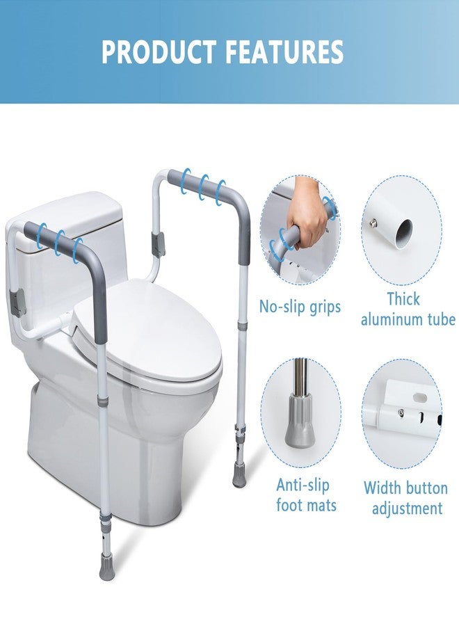 WeHwupe Toilet Safety Rails for Elderly Adults - Adjustable Bathroom Toilet Safety Frame with Handles - Stand Alone Toilet Grab Bar for Senior, Handicap & Disabled,Fits Most Toilets, White, TRX-8002 - Image 4