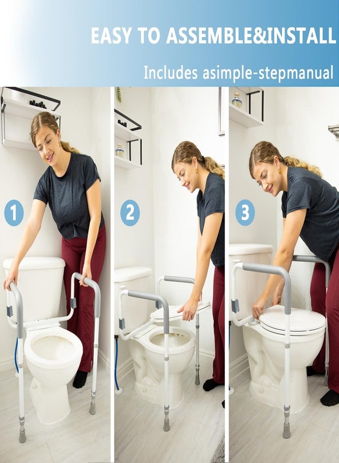 WeHwupe Toilet Safety Rails for Elderly Adults - Adjustable Bathroom Toilet Safety Frame with Handles - Stand Alone Toilet Grab Bar for Senior, Handicap & Disabled,Fits Most Toilets, White, TRX-8002 - Image 5