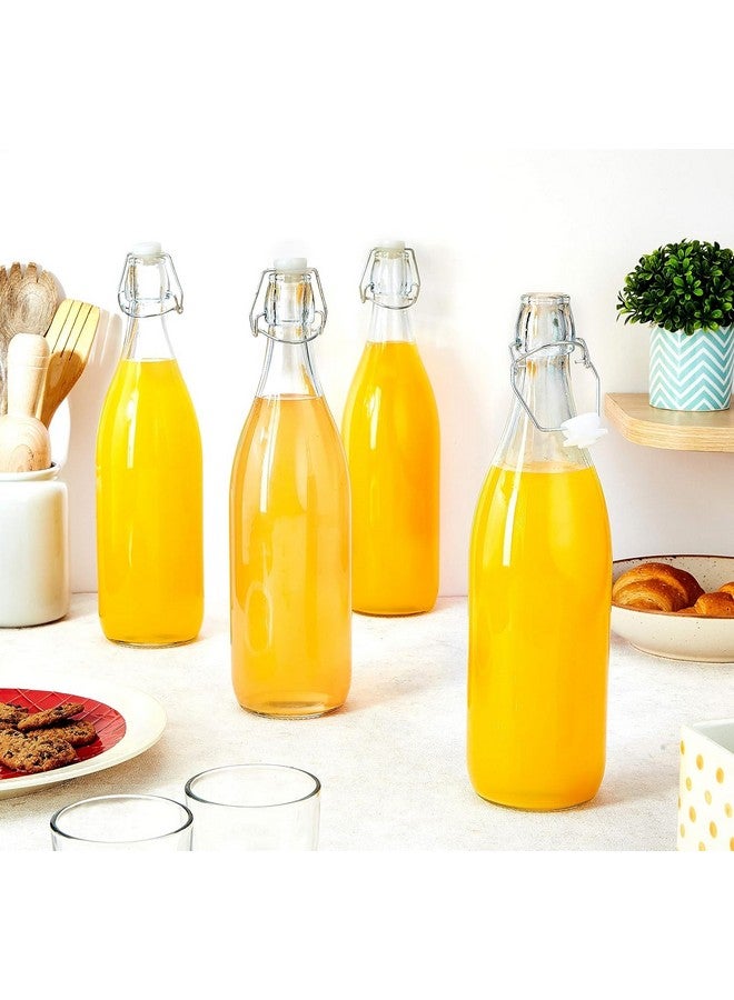 LVOOK LVOOK Transparent glass Bottle Flip Cap, 1 Litre, Set of 4  - Image 2