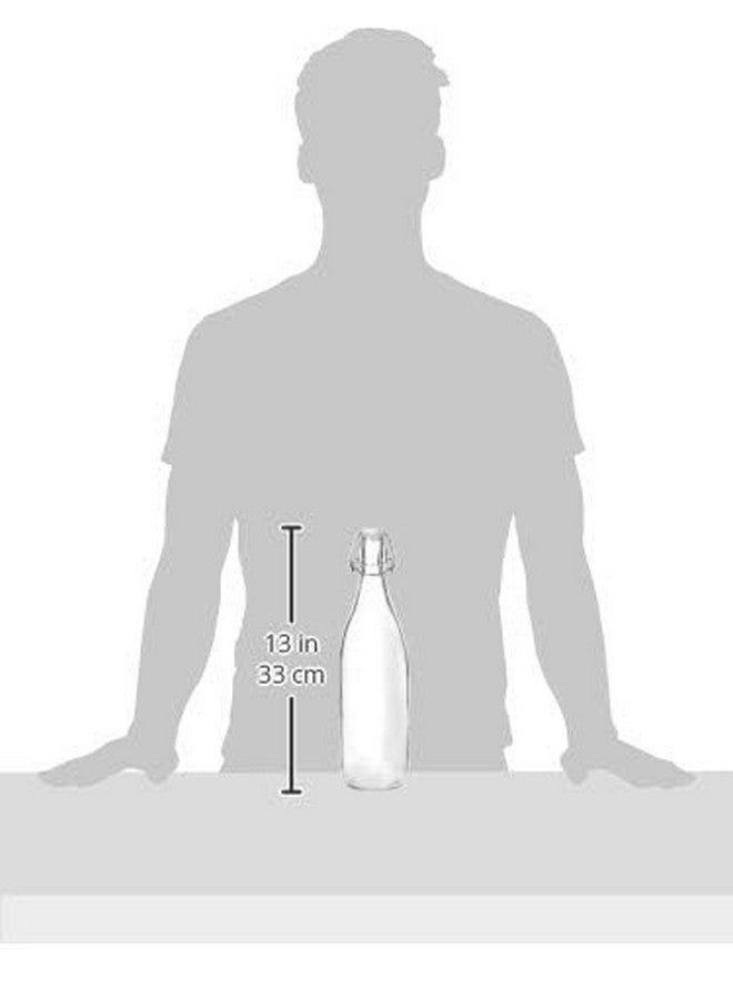 LVOOK LVOOK Transparent glass Bottle Flip Cap, 1 Litre, Set of 4  - Image 5