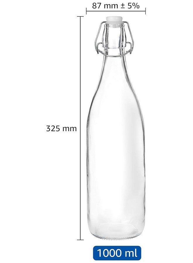 LVOOK LVOOK Transparent glass Bottle Flip Cap, 1 Litre, Set of 4  - Image 3
