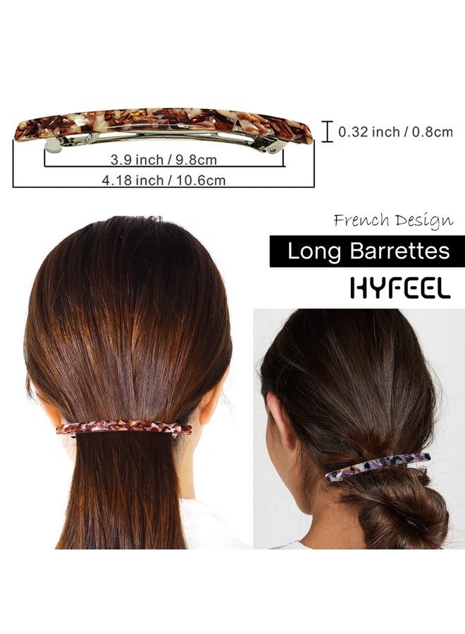 HYFEEL Yfeel Long French Hair Barrettes 4 Inch Large Hair Clips For Women Thick Hair Automatic Clasp Clamp Pins Resin Nonslip Grip Ponytail Holders Stylish Hair Accessories 3 Pack (Brown Black Purple) - Image 3