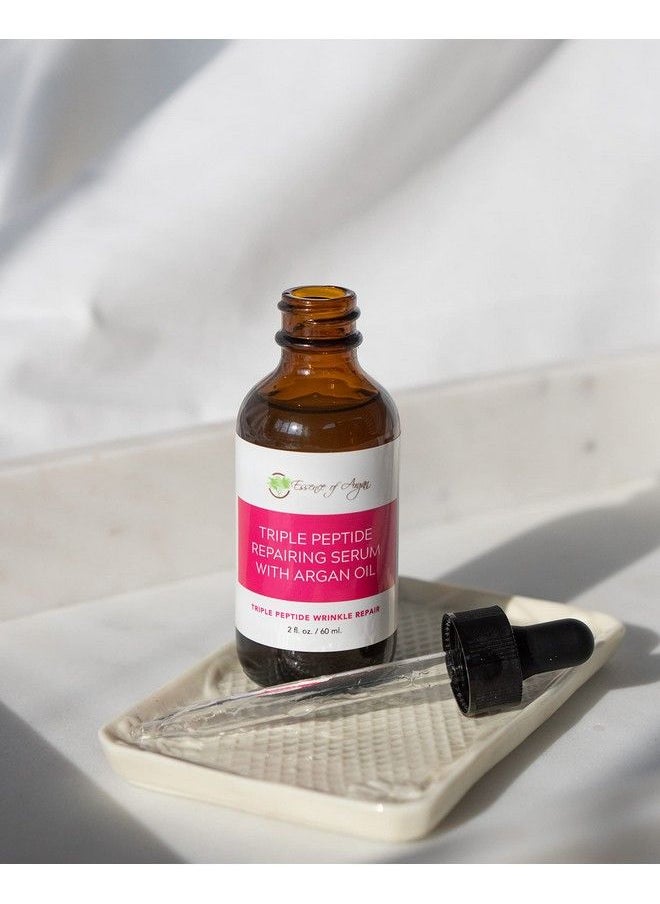 Essence Of Argan - مصل ثلاثي الببتيد للوجه مضاد للشيخوخة مع زيت الأرجان والصبار والبابونج والشاي الأخضر وزيت الزيتون لترطيب البشرة بعمق وإشراقها وإصلاح التجاعيد (2 أونصة سائلة/60 مل) - Image 1