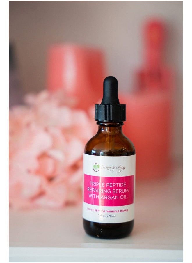 Essence Of Argan - مصل ثلاثي الببتيد للوجه مضاد للشيخوخة مع زيت الأرجان والصبار والبابونج والشاي الأخضر وزيت الزيتون لترطيب البشرة بعمق وإشراقها وإصلاح التجاعيد (2 أونصة سائلة/60 مل) - Image 1