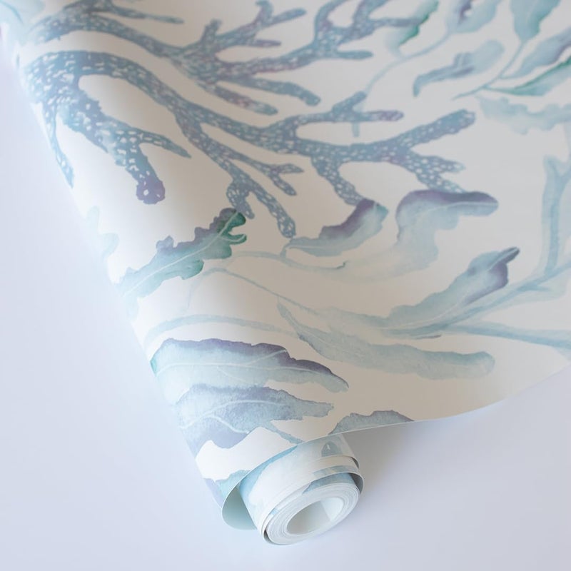 Tempaper Aqua Blue Coral Reef Removable Peel and Stick Coastal Wallpaper, 20.5 in X 16.5 ft, Made in The USA - Image 5