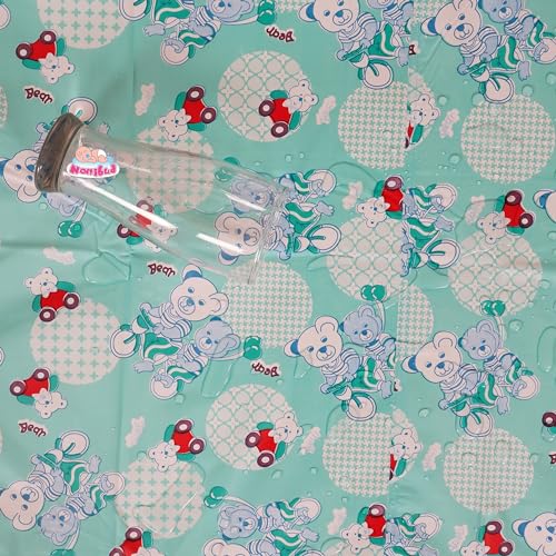 Nonibud Waterproof Plastic Mattress Protection Sheet for Baby and Adult - Double Bed/King Size - 7.5 x 6.5 feet (Sea Green Teddy) - Image 3