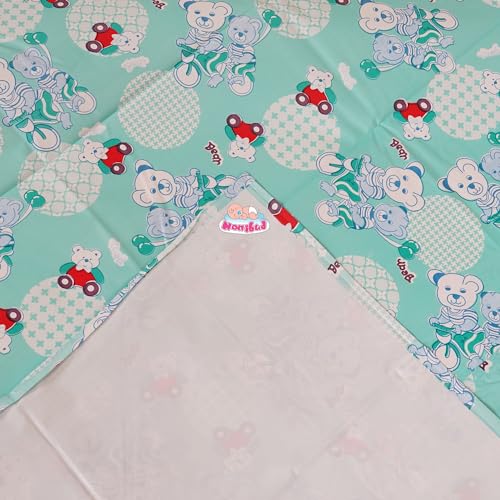 Nonibud Waterproof Plastic Mattress Protection Sheet for Baby and Adult - Double Bed/King Size - 7.5 x 6.5 feet (Sea Green Teddy) - Image 4