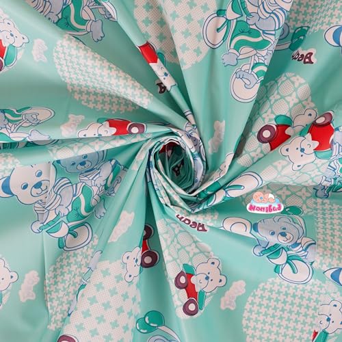 Nonibud Waterproof Plastic Mattress Protection Sheet for Baby and Adult - Double Bed/King Size - 7.5 x 6.5 feet (Sea Green Teddy) - Image 5