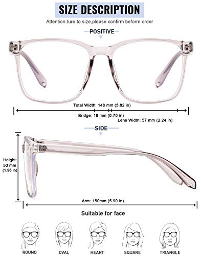 TEAPLMTT Blue Light Blocking Glasses Oversized Square Computer Glasses Anti Blue Light for Women Men(Light Purple) - Image 4
