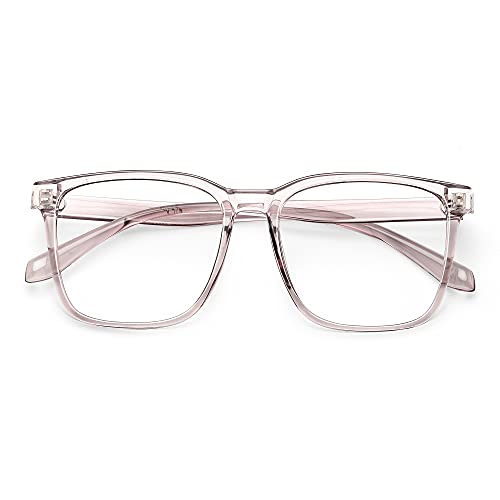 TEAPLMTT Blue Light Blocking Glasses Oversized Square Computer Glasses Anti Blue Light for Women Men(Light Purple) - Image 1