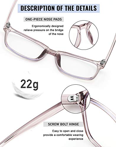 TEAPLMTT Blue Light Blocking Glasses Oversized Square Computer Glasses Anti Blue Light for Women Men(Light Purple) - Image 3