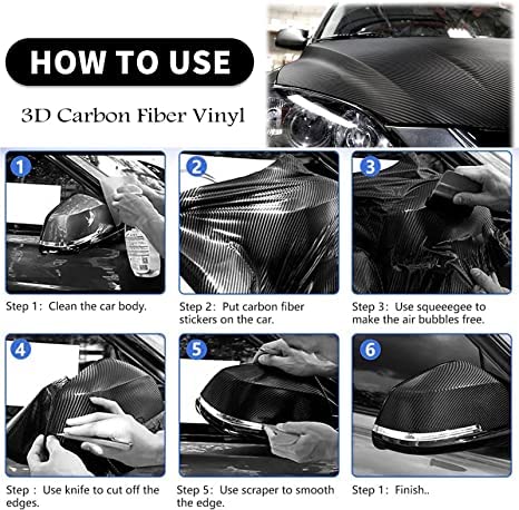 COSMOS STAR™ 3D Matte Black Carbon Fiber Car Vinyl Wrap Roll Self Adhesive Film with Air Release Technology (12 x 60) inch - Image 5