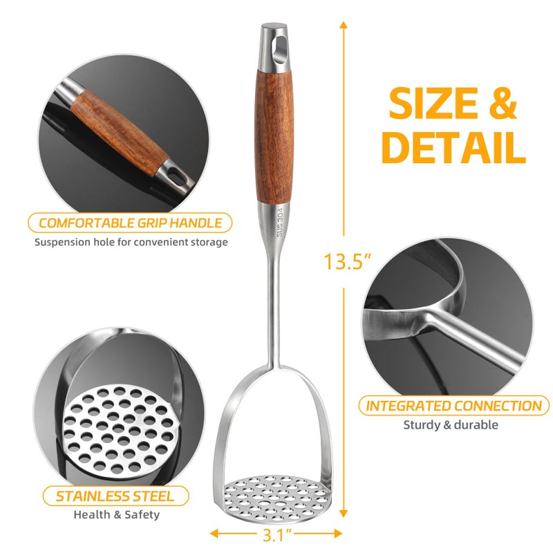 Tuyotue Potatoe Masher Stainless Steel - Heavy Duty Potato Mashed, Professional Integrated Masher for Avocado, Potatoes, Beans, Meat, Vegetables - Image 2