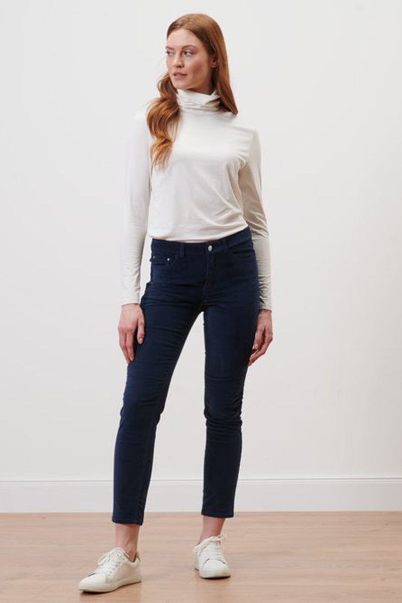Tchibo Women Slim Fit Solid Pants, Navy Blue - Image 1