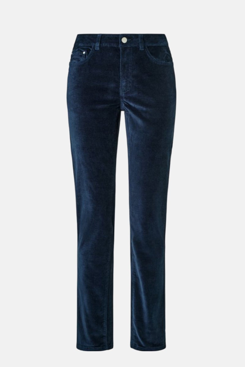 Tchibo Women Slim Fit Solid Pants, Navy Blue - Image 2