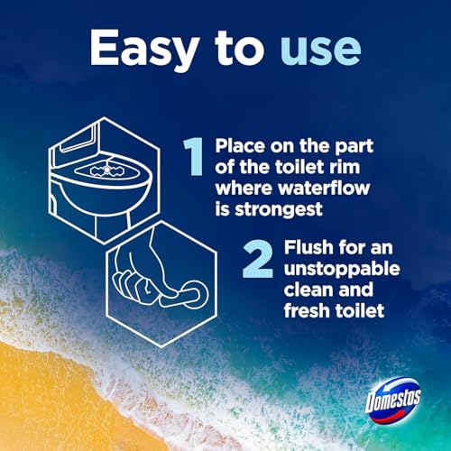 Domestos Power 5 Ocean Toilet Rim Blocks 2x 50 g Toilet Freshener with Long-Lasting Fragrance Clean and Freshen for up to 300 Flushes - Image 2