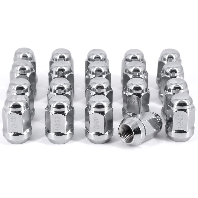 20Pcs 1220 Chrome Lug Nuts 12x20 Wheel Lug Nut Compatible with Jeep Wrangler Grand Cherokee Commander Liberty Ford Explorer Mustang Bronco Most 5 Lug 4 Lug Wheels