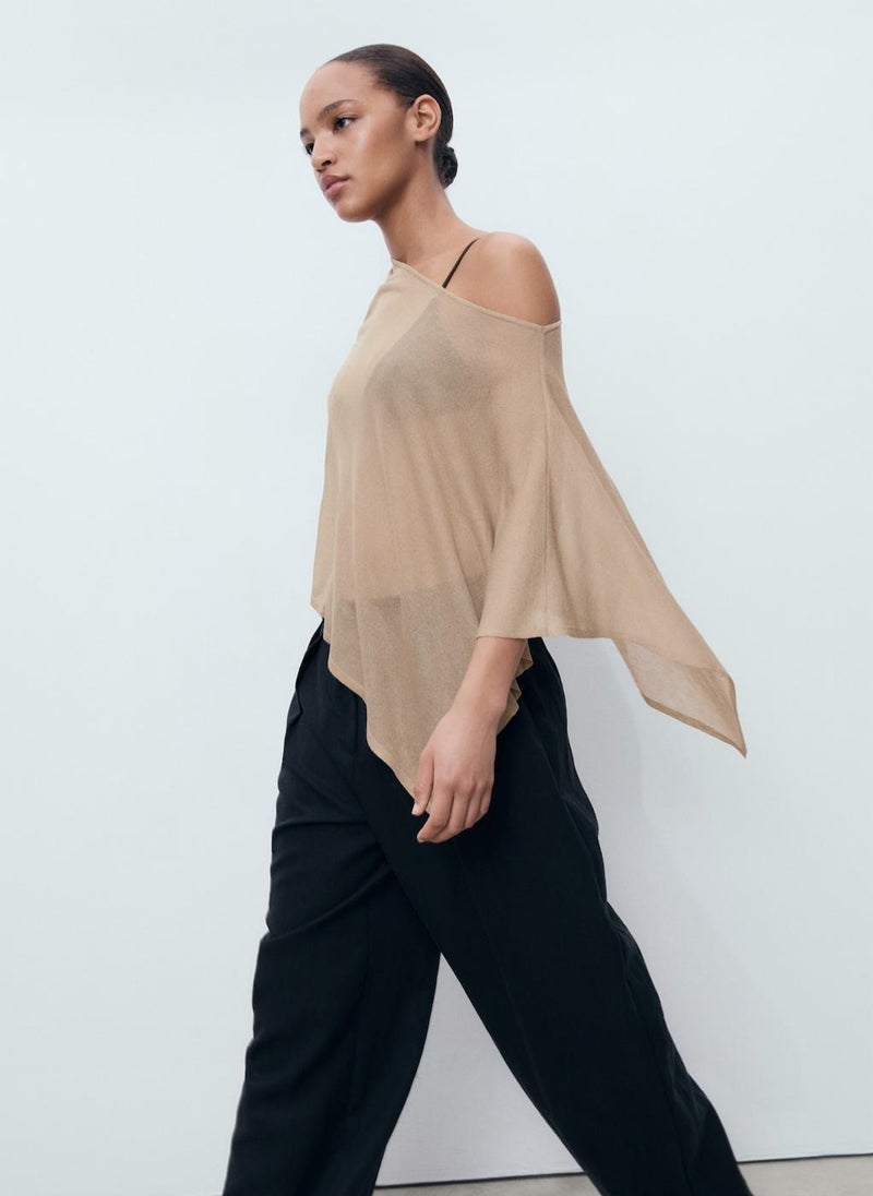 MANGO Asymmetrical Knitted Cape  - Image 4