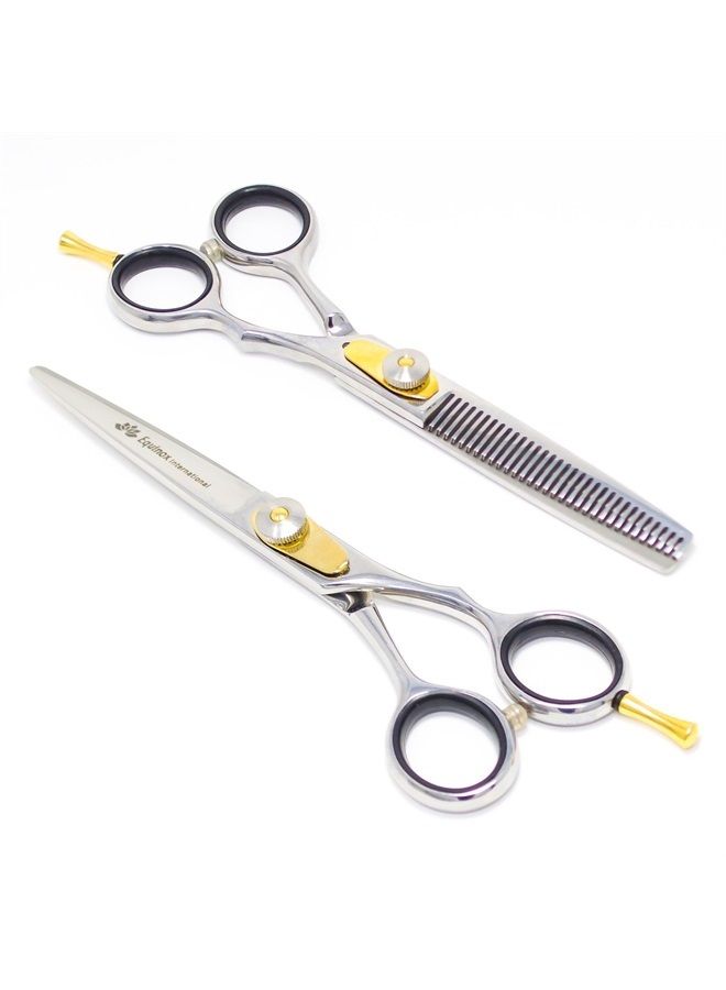 Equinox International Equinox Professional Razor Edge Series - Hair Cutting and Thinning/Texturizing Scissors/Shears Set - 6.5 Inches - Stainless Steel - Image 1