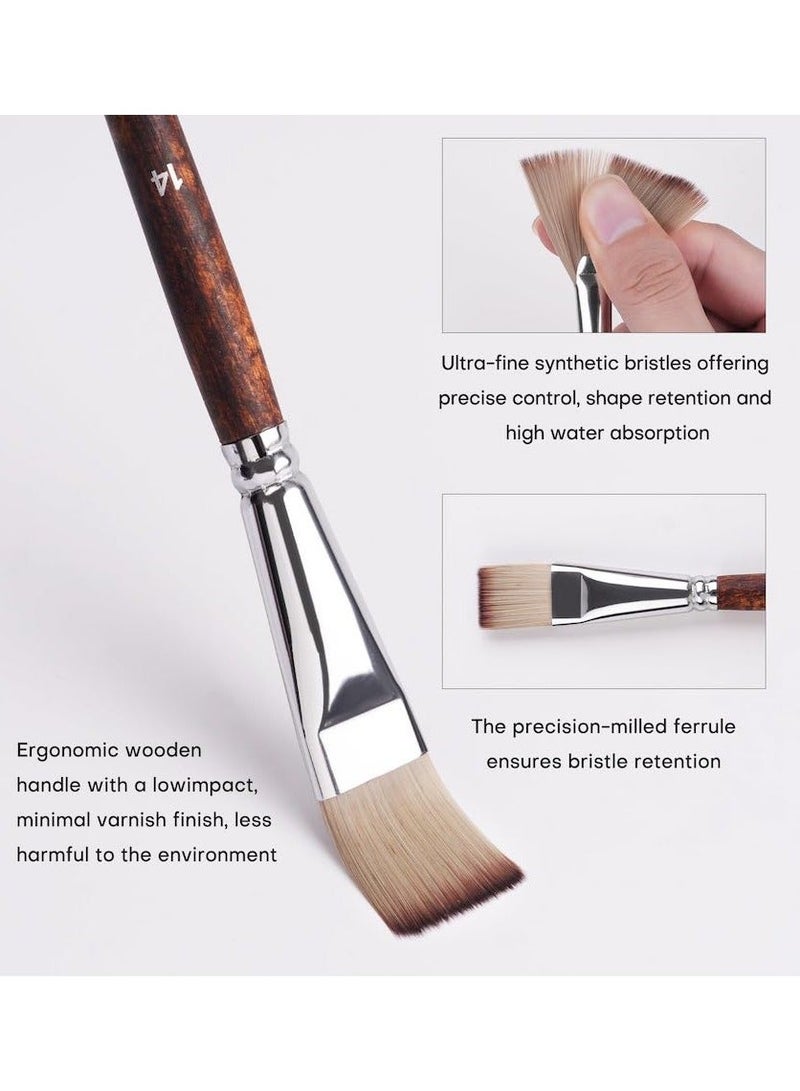 مجموعة فرش الرسم من 25 قطعة، فرش الرسم الأكريليك، سلسلة فنانين محترفين مع فرشاة مسطحة عريضة، فرشاة فيلبرت، فرشاة مروحة، فرشاة خنجر، فرشاة لسان قطة، فرشاة مستديرة، فرشاة زاوية، فرشاة للزيت، لوحات قماشية أكريليك، رسم على الوجه - Image 5