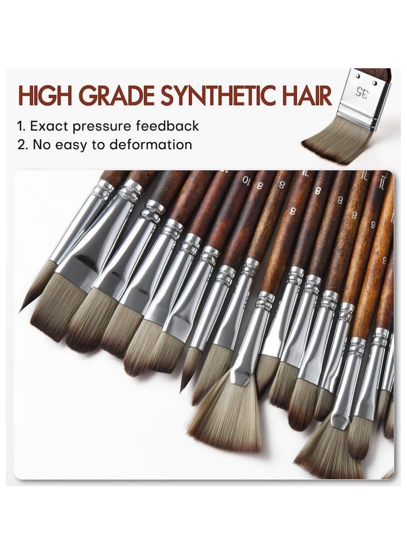 مجموعة فرش الرسم من 25 قطعة، فرش الرسم الأكريليك، سلسلة فنانين محترفين مع فرشاة مسطحة عريضة، فرشاة فيلبرت، فرشاة مروحة، فرشاة خنجر، فرشاة لسان قطة، فرشاة مستديرة، فرشاة زاوية، فرشاة للزيت، لوحات قماشية أكريليك، رسم على الوجه - Image 3