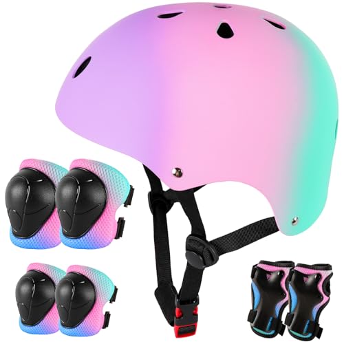 Banzk Kids Bike Helmet for 3-5-8-14+ Age Girls and Boys, Kids Helmet with Knee Pads Elbow Pads Wrist Guards,Ventilation Multi-Sport Scooter Rollerblading Skateboarding Cycling - Image 1