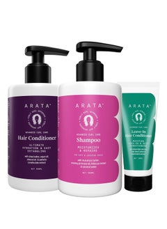 ARATA Arata Advanced Curl Care Curly Hair Combo With Shampoo 300 ML Rinse Out Conditioner 300 ML Leave In Conditioner 100 ML  - Image 1