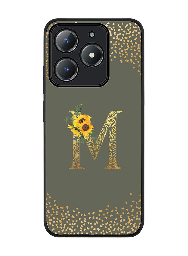 Stylizedd For Realme C63 / Realme C61 4G Case,Slim fit Camera Protection, Shockproof Thin Phone cover  - Custom Floral Monogram - M  (Olive Green ) - Image 1