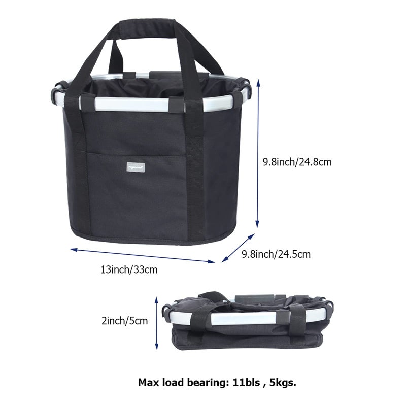 RAYMACE Bicycle Basket Dog Bike Handlebar Basket Front,Folding Detachable Quick Release Easy Install,Cycling Picnic Bag - Image 4