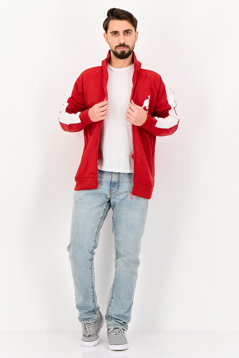 KANGOL Men Brand Logo Jacket Shirt, Red - Image 4