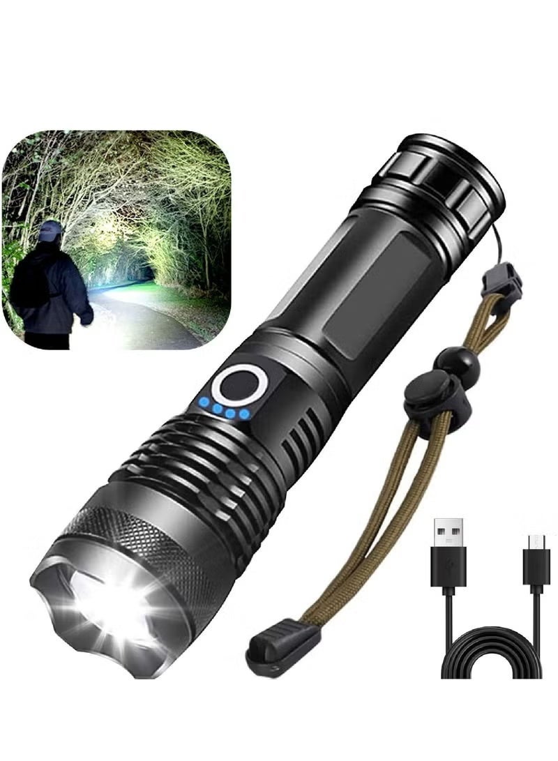 Rechargeable LED Flashlights, Super Bright Zoomable Flashlight with 5 Modes, Adjustable High Lumens IP53 Waterproof Torch Light, Handheld Light with 26650 Battery Camping Outdoor Emergency - Image 1