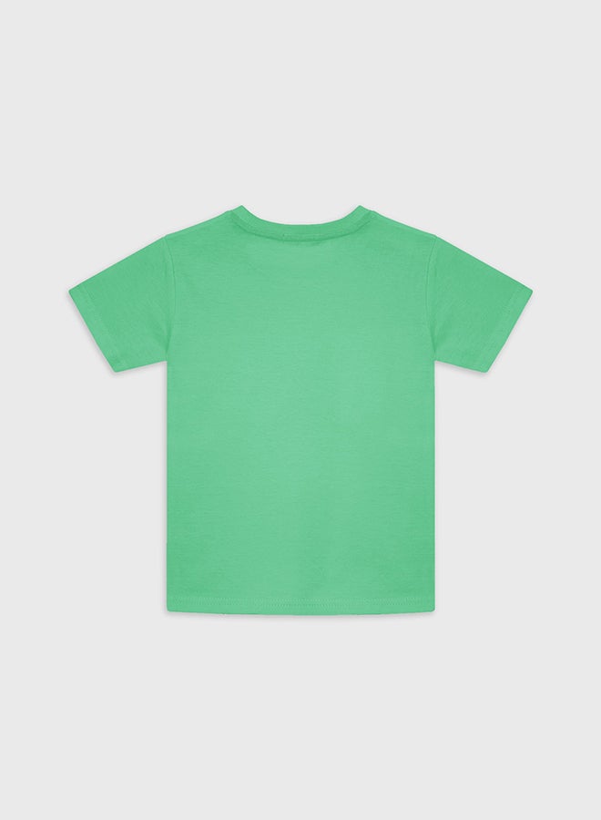 كوكا ملابس أطفال تي شيرت أخضر مطبوع بأكمام قصيرة للأولاد - Image 2