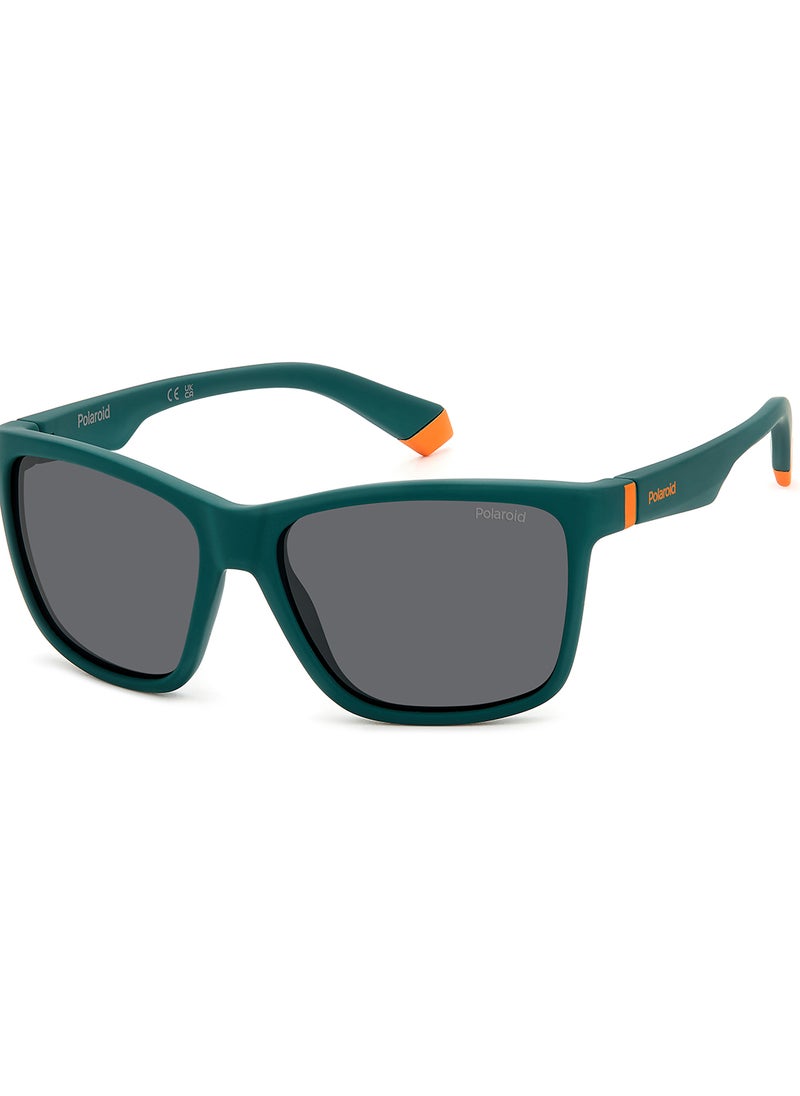 Polaroid Kids Unisex Polarized Rectangular Sunglasses - Pld 8057/S Green Millimeter - Lens Size: 50 Mm  - Image 1