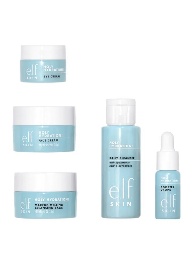 e.l.f. SKIN Holy Hydration! Hydrated Ever After Skincare Mini Kit, Cleanser, Makeup Remover, Moisturiser & Eye Cream For Hydrating Skin, Airplane-Friendly Sizes - Image 4