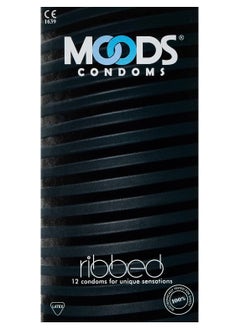 Moods Ribbed Condoms Pack of 12  - Image 1