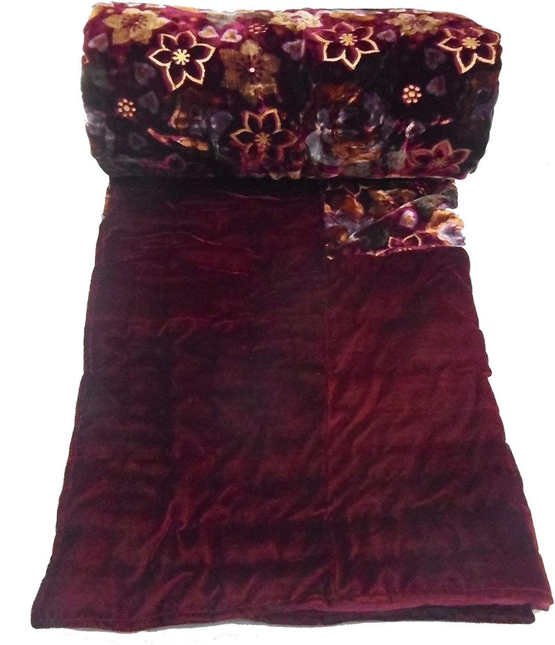 Namaste India Namaste India Traditional Jaipuri Velvet razai Golden Printed Beautiful Double Bed Jaipuri RajaiQuilt Size 90 inch x 108 inch  - Image 2