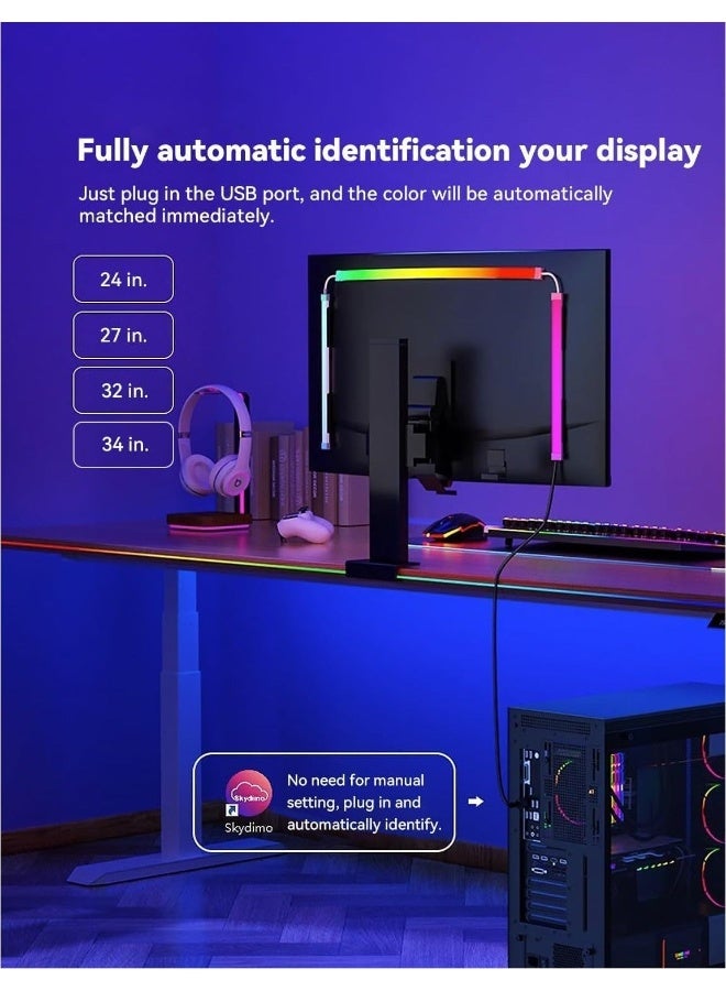 ألاماريك شاشة مراقبة للألعاب بخلفيات LED، ضوء شريط LED مزامنة مع لون الشاشة والموسيقى للألعاب والأفلام وما إلى ذلك، شريط إضاءة ألوان RGB خلف الشاشة، يدعم الحاسوب أو ماك (24 بوصة) - Image 3