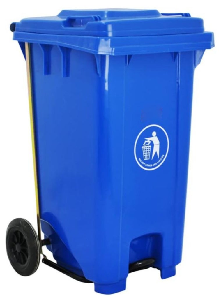 Festive Gallery Heavy Duty Plastic Garbage Bin 120 Litre with Wheel and Pedal -Kitchen and Outdoor Recycle Trash Can, Large Industrial Waste Bin (Blue)  - Image 1