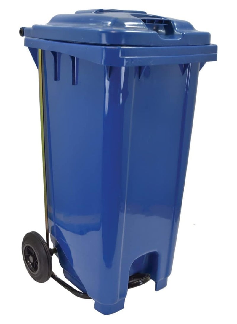 Festive Gallery Heavy Duty Plastic Garbage Bin 120 Litre with Wheel and Pedal -Kitchen and Outdoor Recycle Trash Can, Large Industrial Waste Bin (Blue)  - Image 2